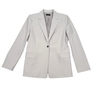 Theory Sculpt Blazer Bi-stretch Beige Single Button Size 14 Minimalist Workwear